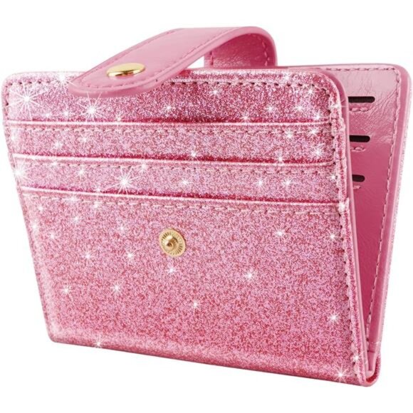 Slim Bifold Wallet Glitter Pink - Picture 1 of 7